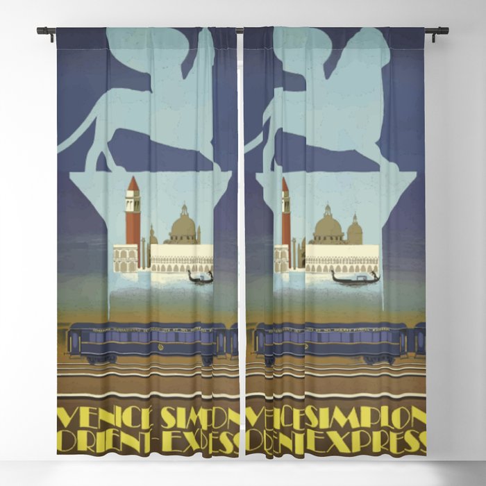 Venice Vintage Illustration Leon Blackout Curtain