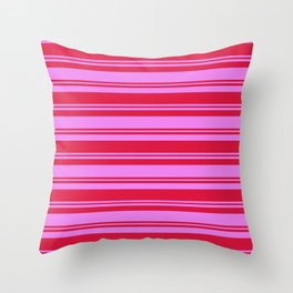 [ Thumbnail: Crimson and Violet Colored Stripes/Lines Pattern Throw Pillow ]