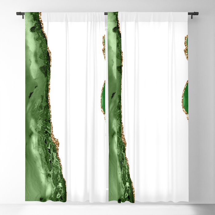 Beautiful Emerald And Gold Marble Design Blackout Curtain