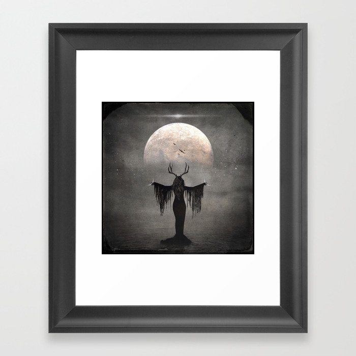 Creatrix - Witch Moon Goddess Magick Gothic Spell Antlers Horns Horned Framed Art Print