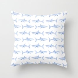Blue Shark Pattern Throw Pillow