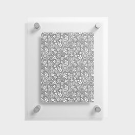 Grey And White Eastern Floral Pattern Floating Acrylic Print