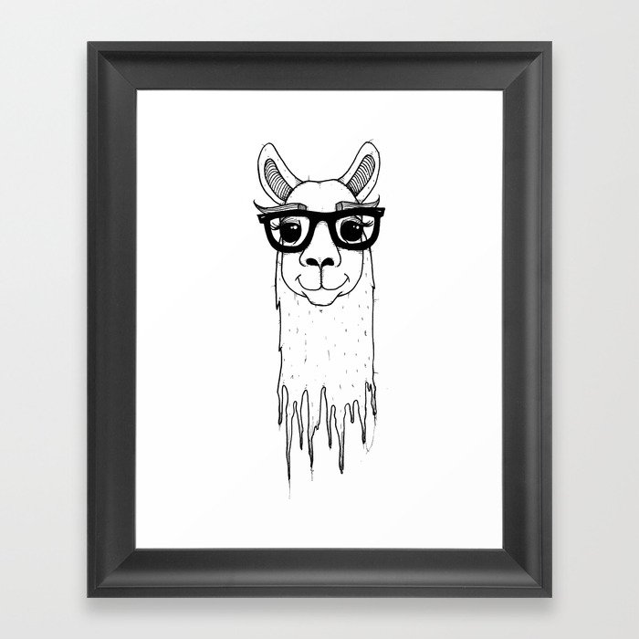 Hipster llama Framed Art Print