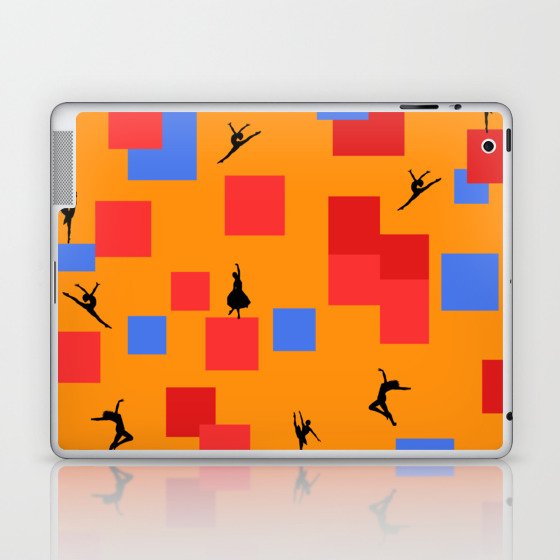 Dancing like Piet Mondrian - Composition in Color A. Composition with Red, and Blue on the orange background Laptop & iPad Skin
