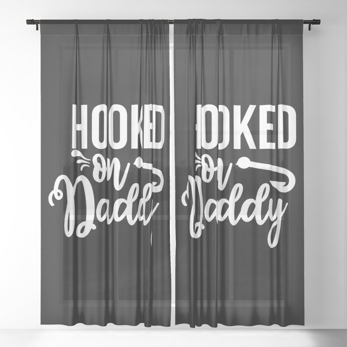 Hooked On Daddy Cute Fishing Kids Sheer Curtain