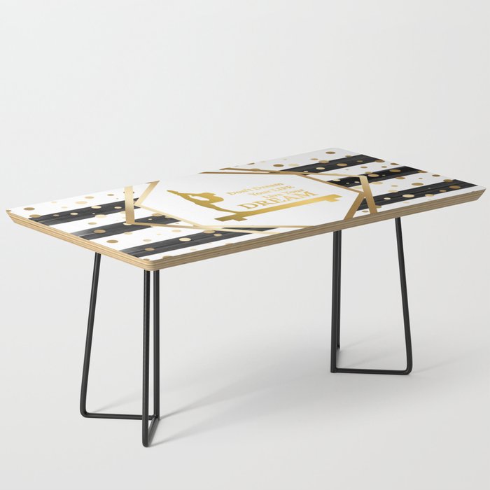 Gymnastics Live Your Dream-Black Stripes and Gold Geometric Design Coffee Table