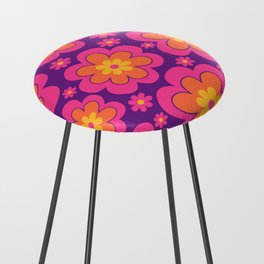 Colorful Retro Flower Pattern 594 Counter Stool