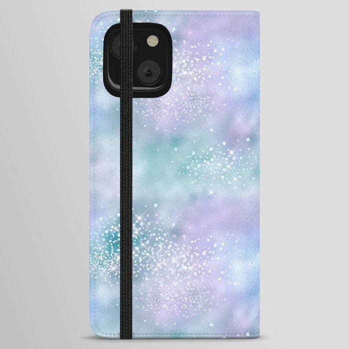 Glam Girly Iridescent Metallic Glitter iPhone Wallet Case