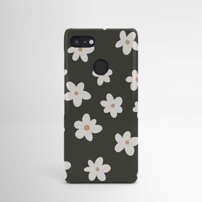 Retro flower field in olive green Android Case