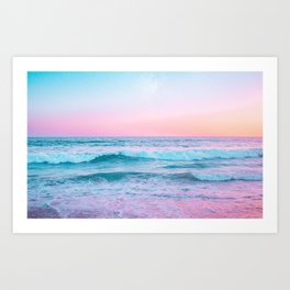 Candy Waves | Pastel Ocean Shoreline off Coast of California  Art Print