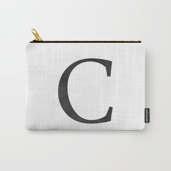 Letter C Initial Monogram Black and White Carry-All Pouch