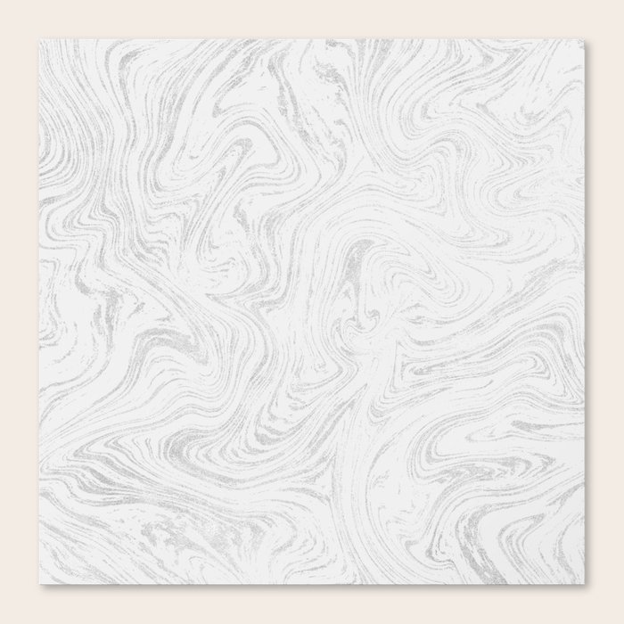 Elegant white silver glitter abstract marble Canvas Print by Pink Water