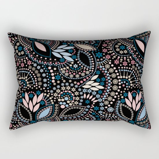 Abstract pattern with beads on black Rectangular Pillow