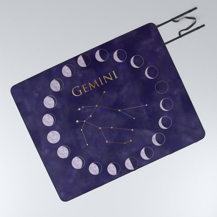 Gemini, Purple Phases of the Moon Picnic Blanket