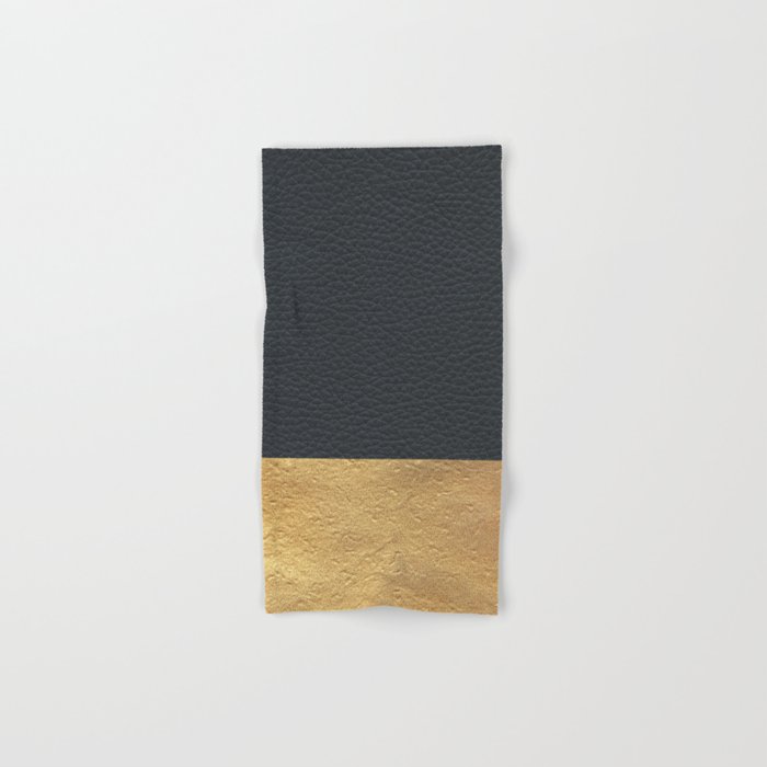 Color Blocked Gold & Leather Hand & Bath Towel