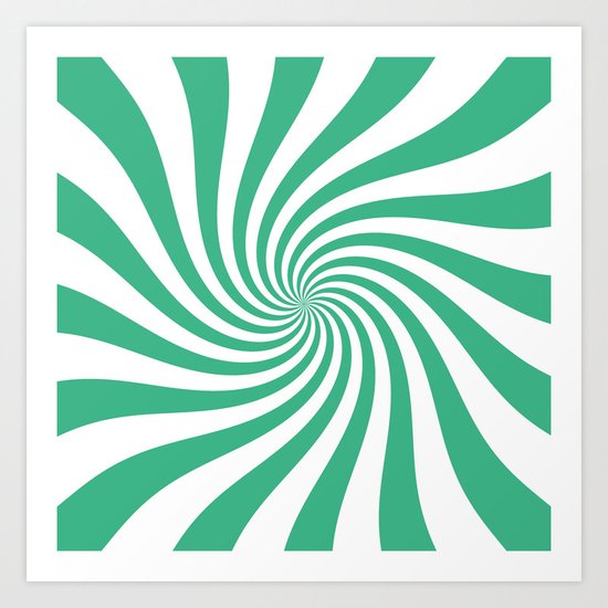 Swirl (Mint/White) Art Print