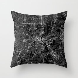Hartford Black Map Throw Pillow