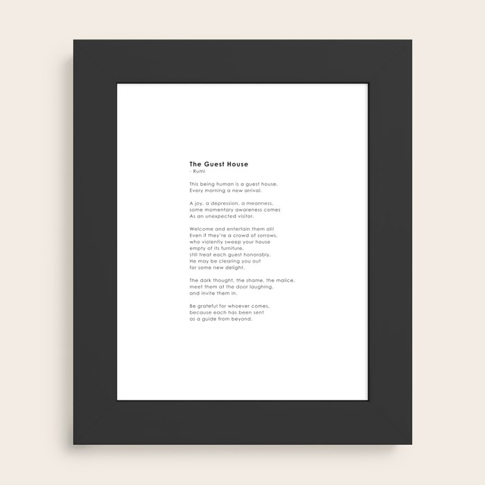 Rumi poem Guest House Framed Art Print by socoart | Society6 for Free Printable The Guest House Rumi Pdf