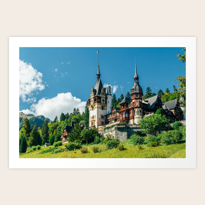 Peles Palace In Transylvania Architecture Photography Medieval Castle Mountain Landscape Romania Art Print By Radub85 Society6