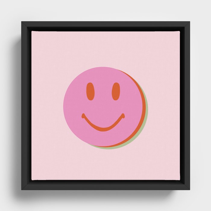 70s retro pink smiles pattern  Framed Canvas