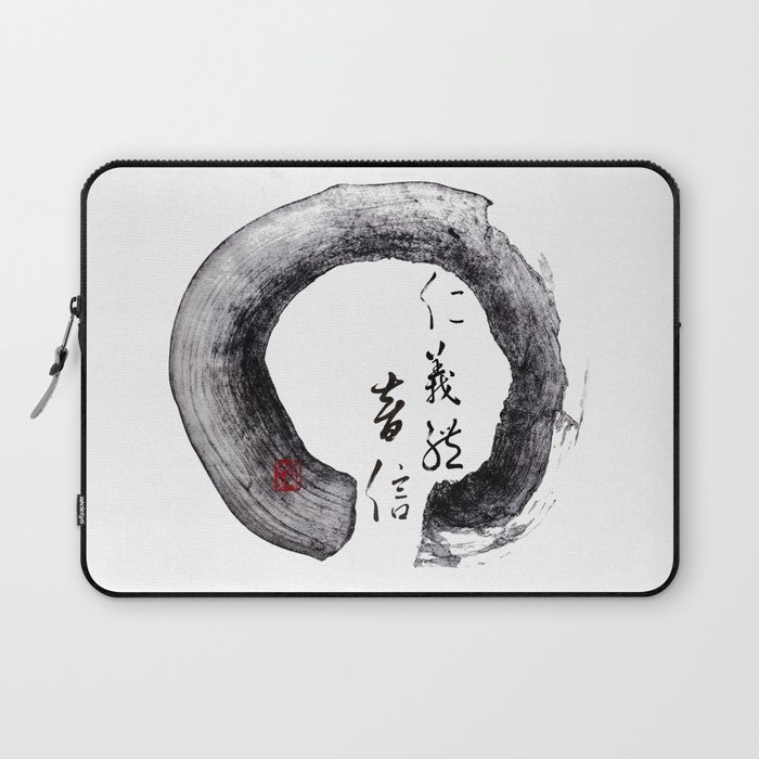 Zen Enso 5 Confucian Virtues Brush-Calligraphy Laptop Sleeve