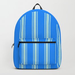 [ Thumbnail: Blue & Powder Blue Colored Lines/Stripes Pattern Backpack ]