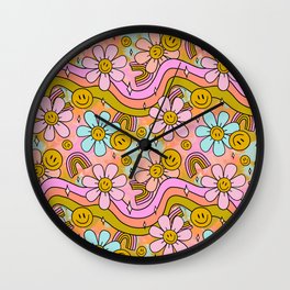 Tie Dye Flower Print Wall Clock