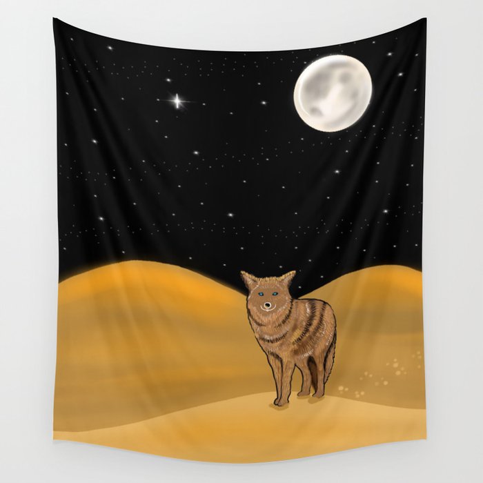 Coyote in the Desert Wall Tapestry