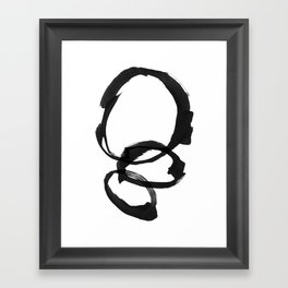 Black and White Round Abstract Shapes Minimalist Ink Painting Framed Art Print
