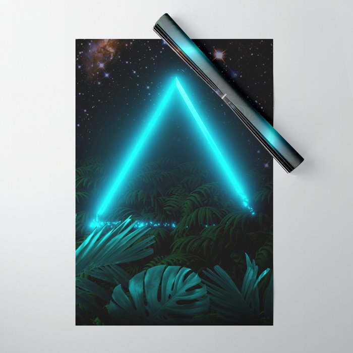 Neon landscape: Green Triangle & tropic Wrapping Paper