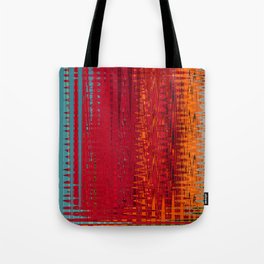 Warm red & turquoise Floor Pattern Art Tote Bag