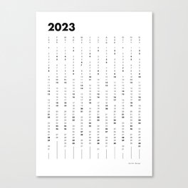 Minimalist Yearly Calendar 2023 Canvas Print