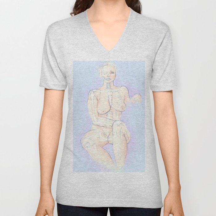 Figure Skeleton in color V Neck T Shirt