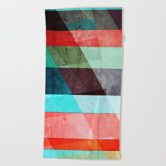 Colorful Grunge Stripes Abstract Beach Towel