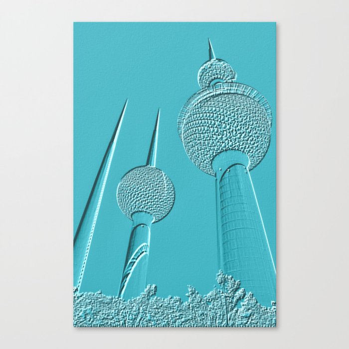 Aqua Kuwait Towers Canvas Print by Ellay Art Society6