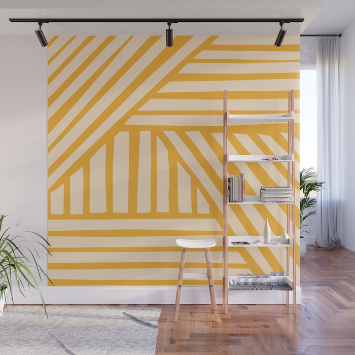 Abstract Shapes 222 in Mustard Yellow shades Wall Mural