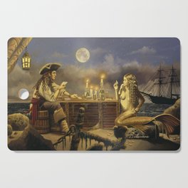 "The Wager" by David Delamare (Pirate and Mermaid playing cards) Cutting Board
