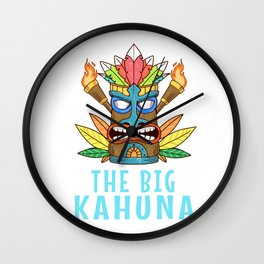 Tiki Gift Design Hawaiian Island The Big Kahuna Print Wall Clock