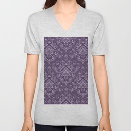 Damask Pattern with Glittery Metallic Accents V Neck T Shirt