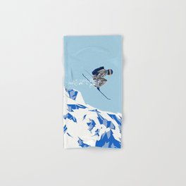 Airborn Skier Flying Down the Ski Slopes Hand & Bath Towel