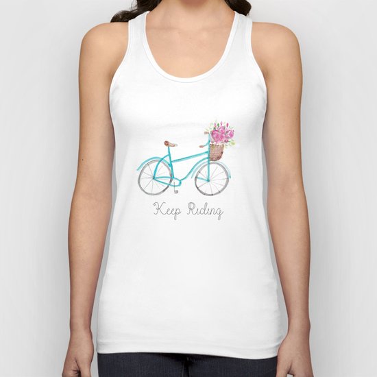 Keep Riding Bike, Watercolor Bike Unisex Tank Top