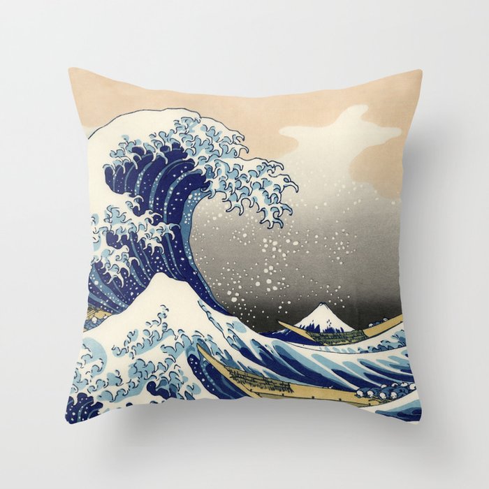 Katsushika Hokusai "The Great Wave off Kanagawa" Throw Pillow