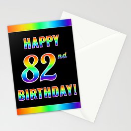 [ Thumbnail: Fun, Colorful, Rainbow Spectrum “HAPPY 82nd BIRTHDAY!” Stationery Cards ]