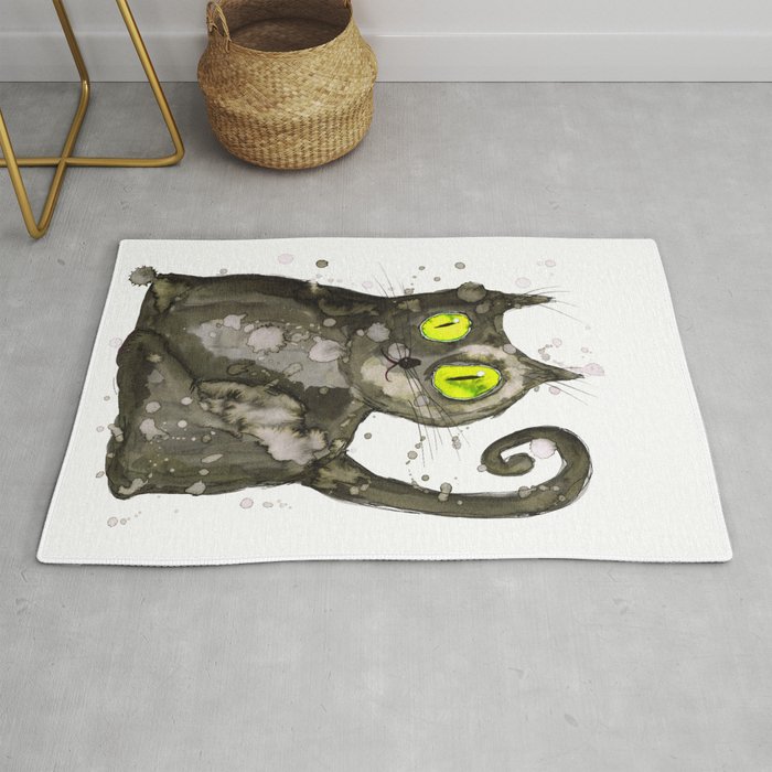 Big Fat Black Cat Rug By Wizzies Society6