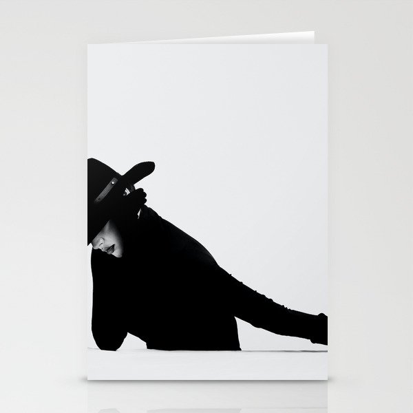 Smooth criminal; woman in all black and a black hat fashion & glamour female black and white photograph - photography - photographs Stationery Cards