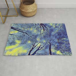 Starry sky with tree crowns Area & Throw Rug