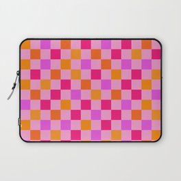 Checkerboard Check Checkered Pattern Magenta Pink Orange Laptop Sleeve