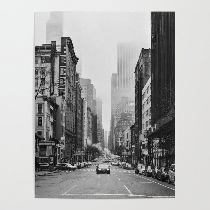 The streets of New York, America | Black and white New York City travel photography | Fine art print Poster