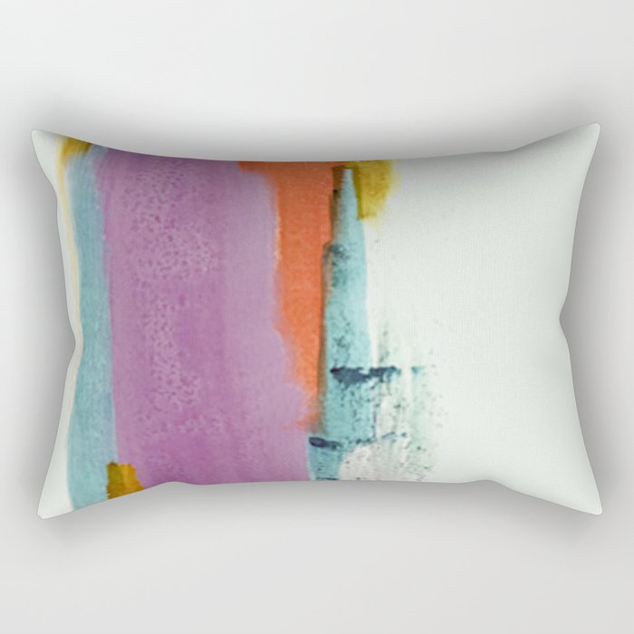 Aly: a colorful, minimal, abstract piece in bold purple, blue, orange, and yellow Rectangular Pillow