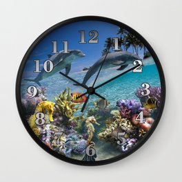 Coral Reef and Dolphins Wall Clock